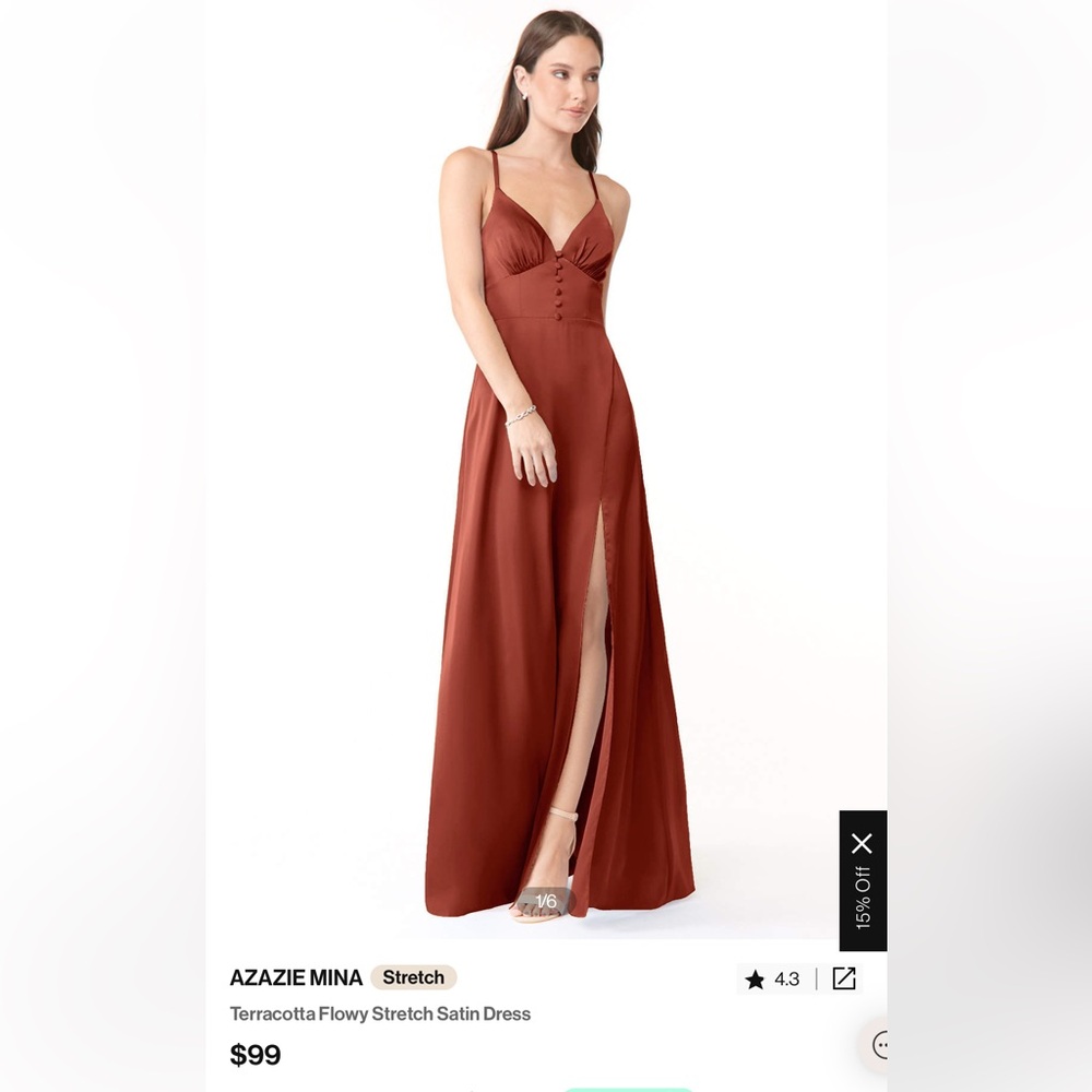 Azazie Mina Stretch Satin Terracotta bridesmaid dress